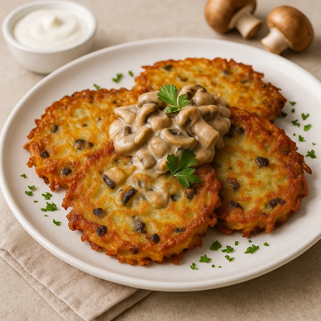 Картофельные драники с грибами