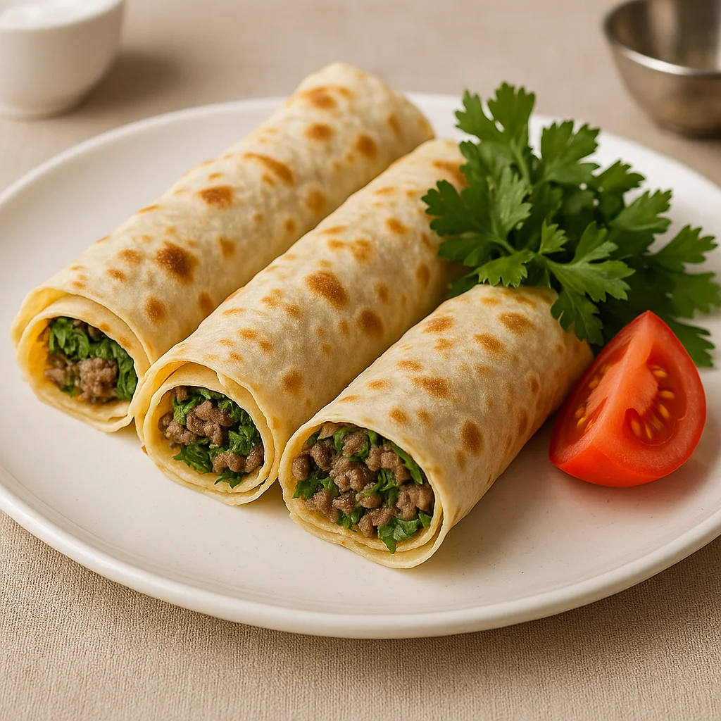 Лаваш с мясом и зеленью