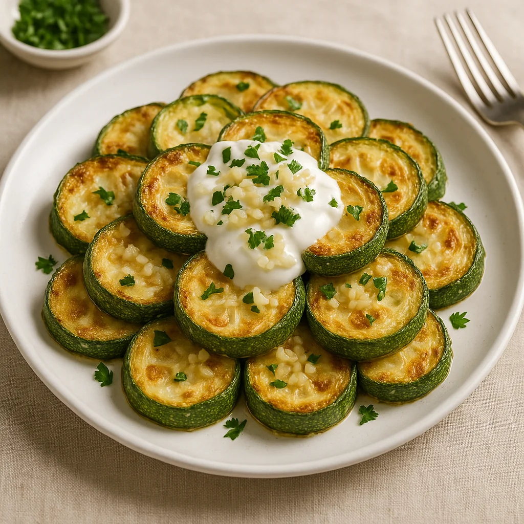 Жареные кабачки с чесноком и сметаной