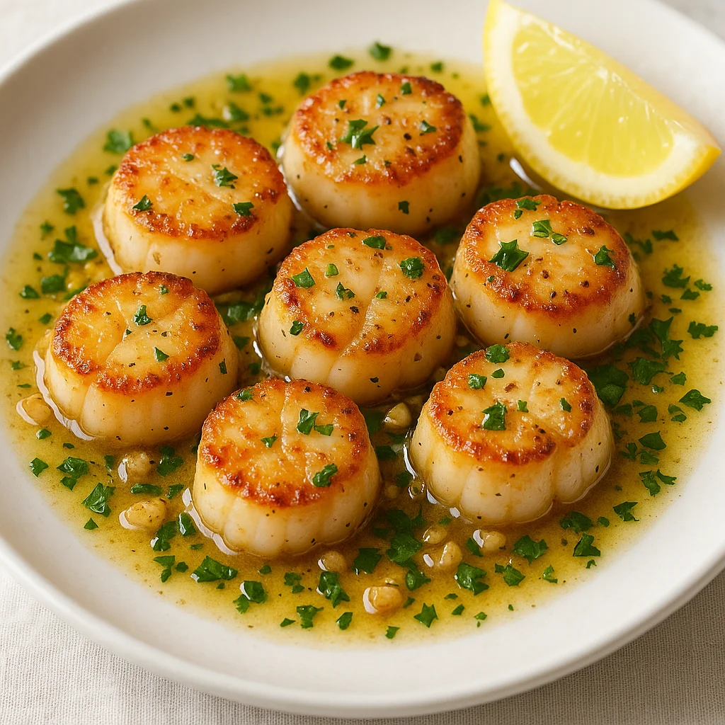 Жареные гребешки с чесночным маслом