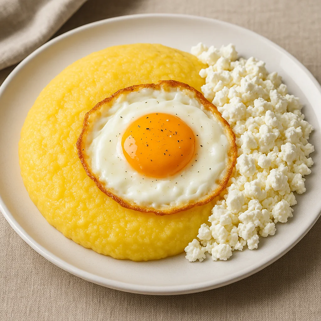Мамалыга с яйцом и брынзой