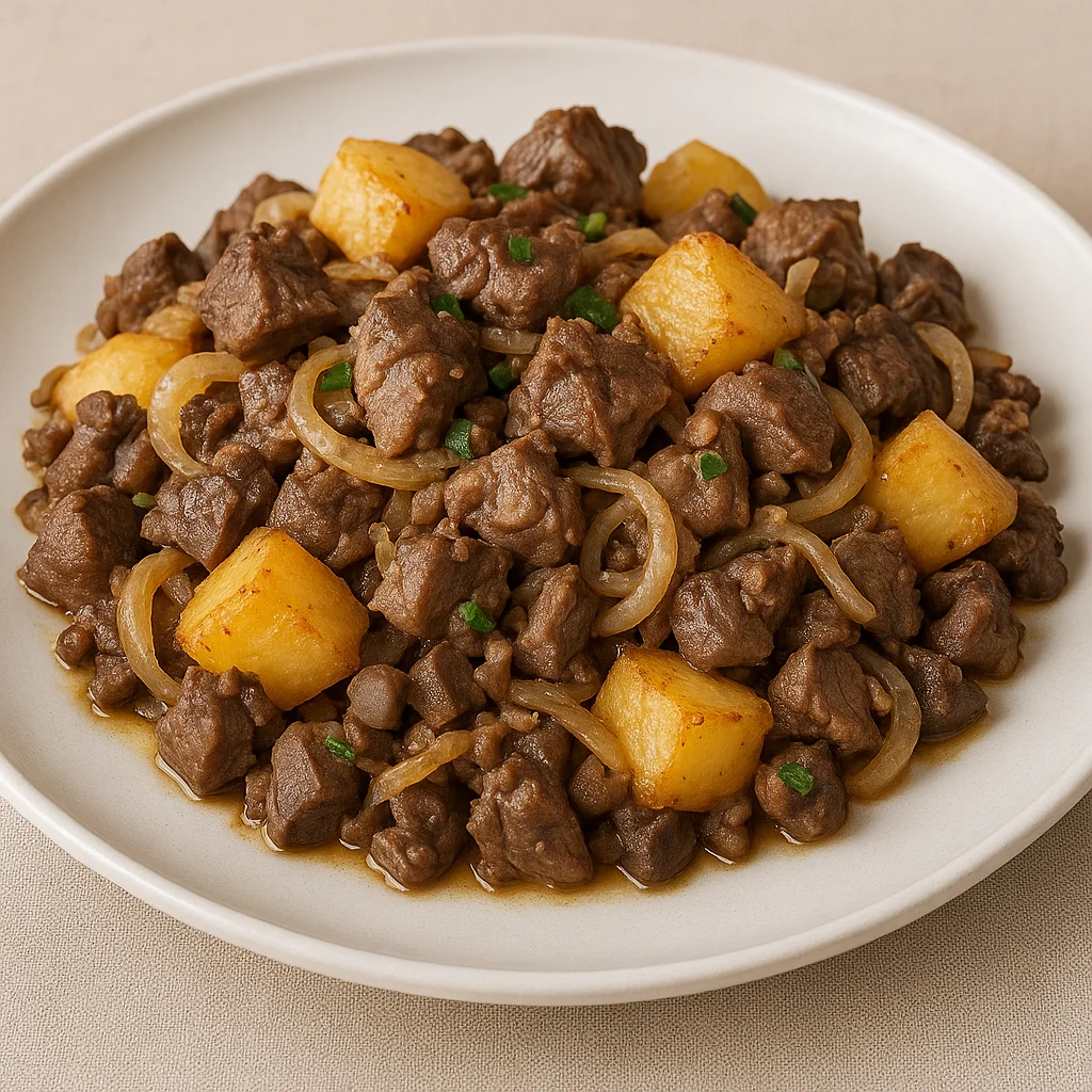 Куырдак из баранины с луком и картофелем