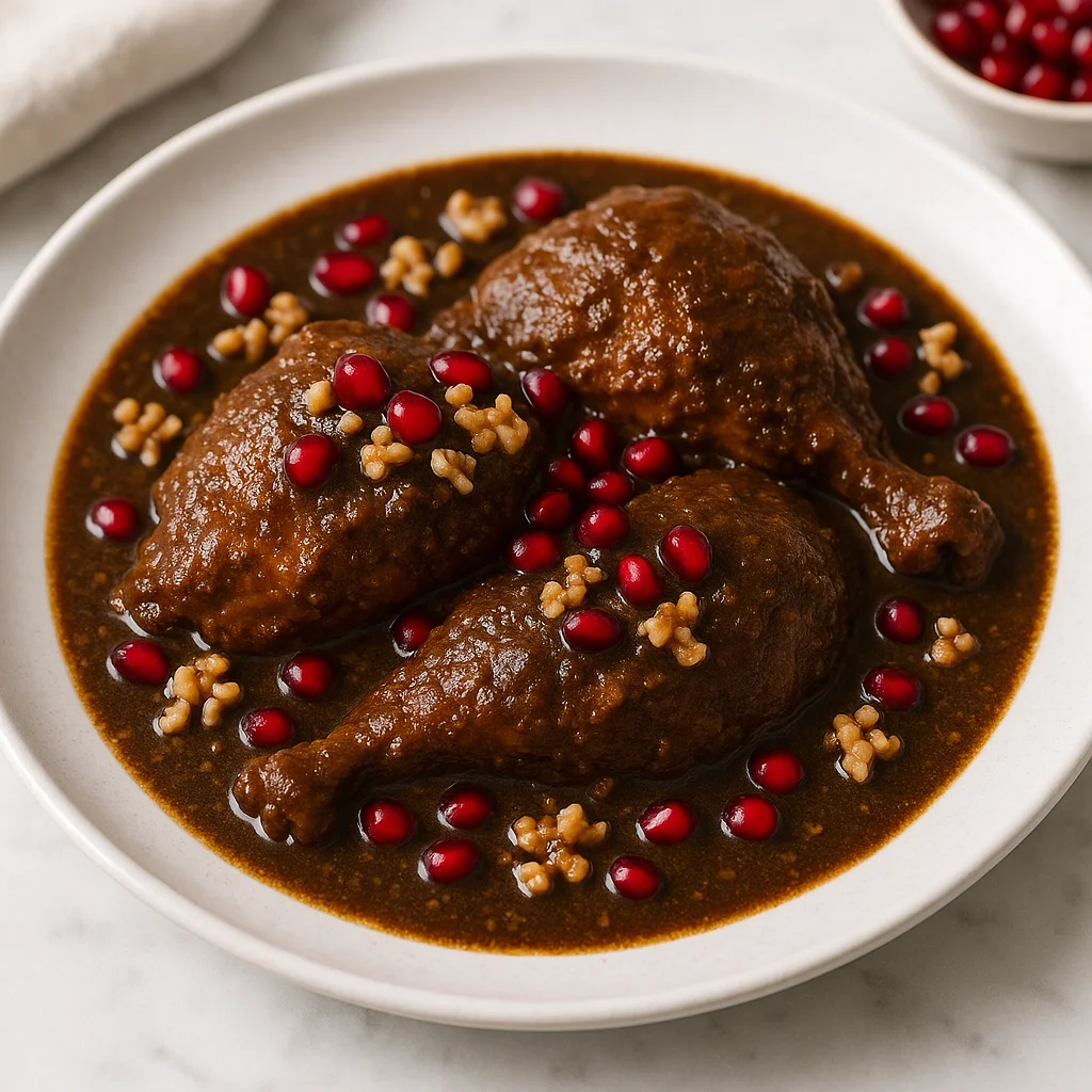 Кхореш Фесенджан — иранское рагу с гранатом и грецкими орехами
