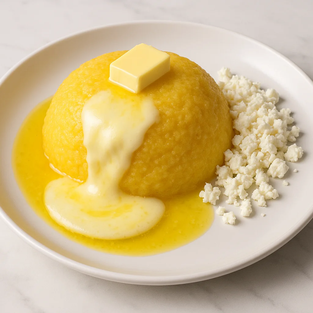 Мамалыга с сыром и сливочным маслом