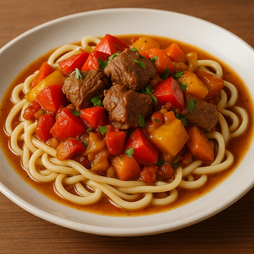 Лагман киргизский с бараниной и овощами